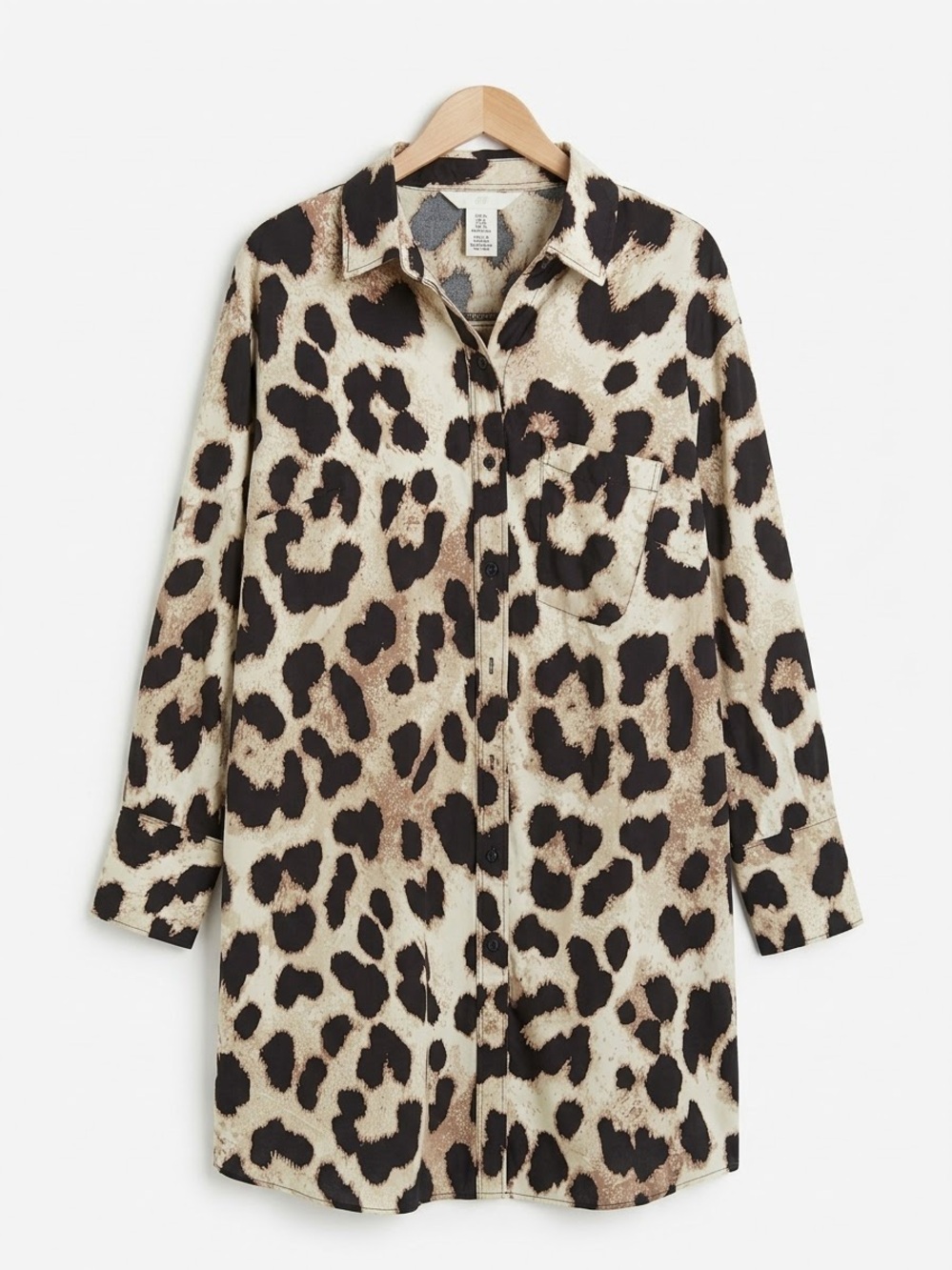 Women’s H & M Leopard Print Shirt dress- Beige Black, size XL